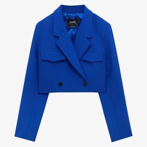 Pull & Bear Royal Blue Cropped Blazer
